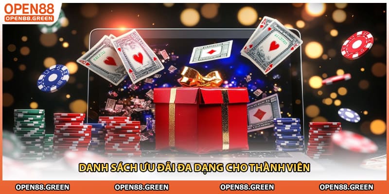 Danh sách ưu đãi đa dạng cho thành viên